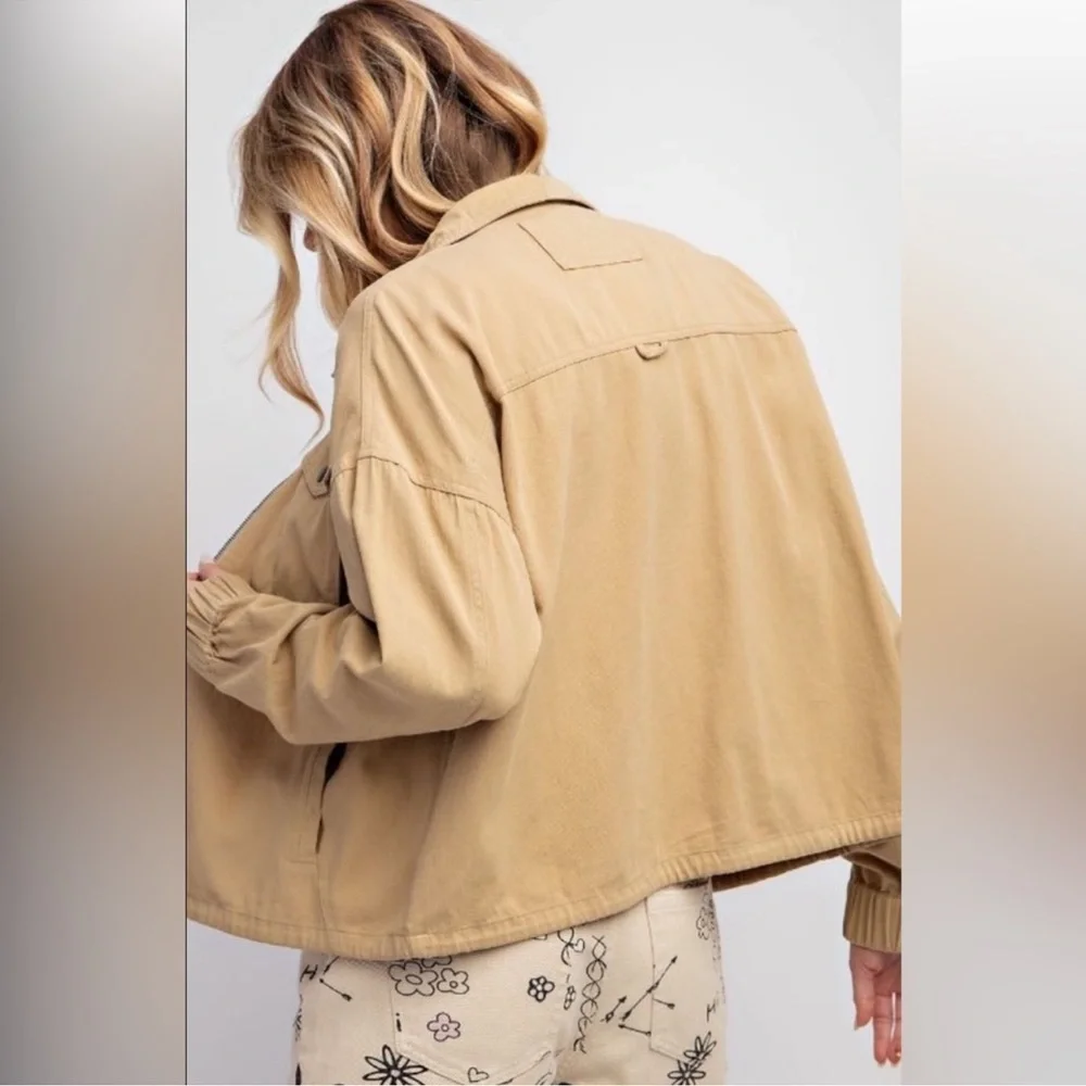Easel Light Brown Utility Jacket for Women